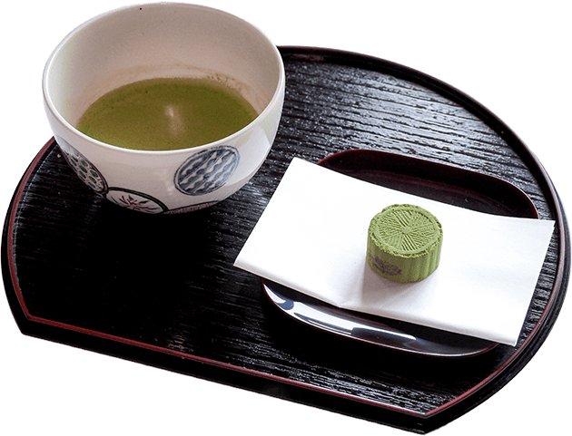 東山　生落雁「濃茶落雁」と抹茶