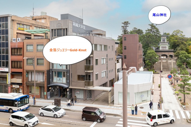 金沢市のまちなか、尾山神社や近江町市場、金沢21世紀美術館近くの工房です。